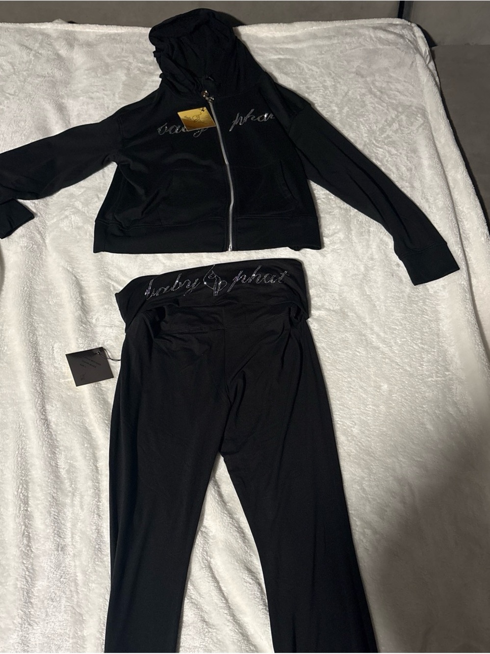 Baby Phat Black Hooded Zip Jacket with Matching Black Joggers